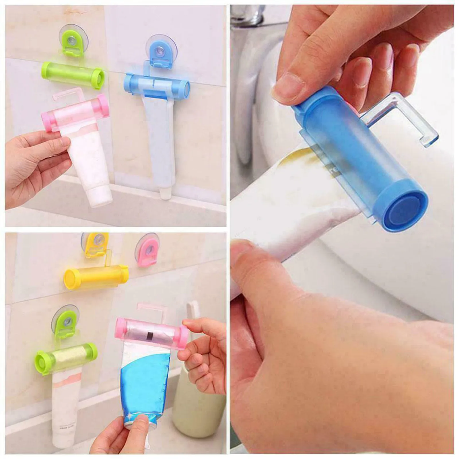 

2pcs Rolling Toothpaste Dispenser Tube Squeezer Sucker Holder Hanger Gadget Tool Squeezer Clips Toothpaste Tube Squeezer Press