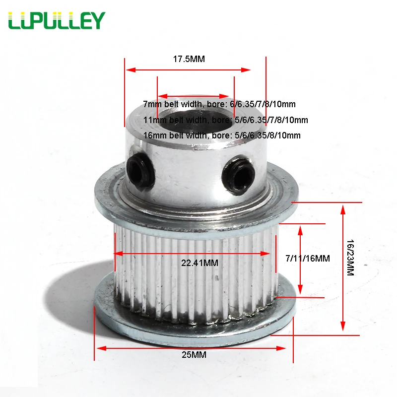 Зубчатый шкив LUPULLEY GT2 36T отверстие 5/1/6/6/7/8/10 мм 2 м 36 зубьев ширина 7/11/16 синхронный