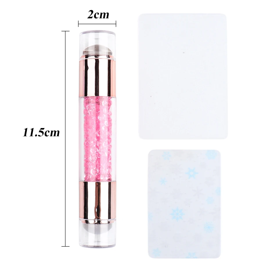 

Silicone Stamper Scraper Template Kit Nail Stamp Polish Transfer Mirror Handle Jelly Stamper With Cap Manicure Tools JI1033-2