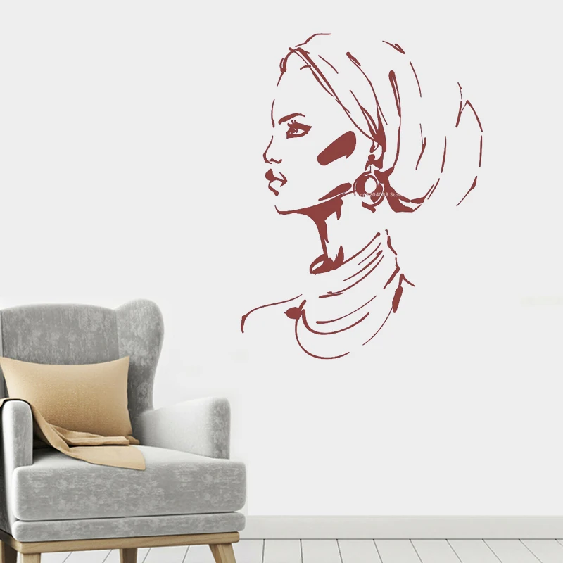 Африканская черная женщина красивая тюрбан Наклейка на стену родной стиль