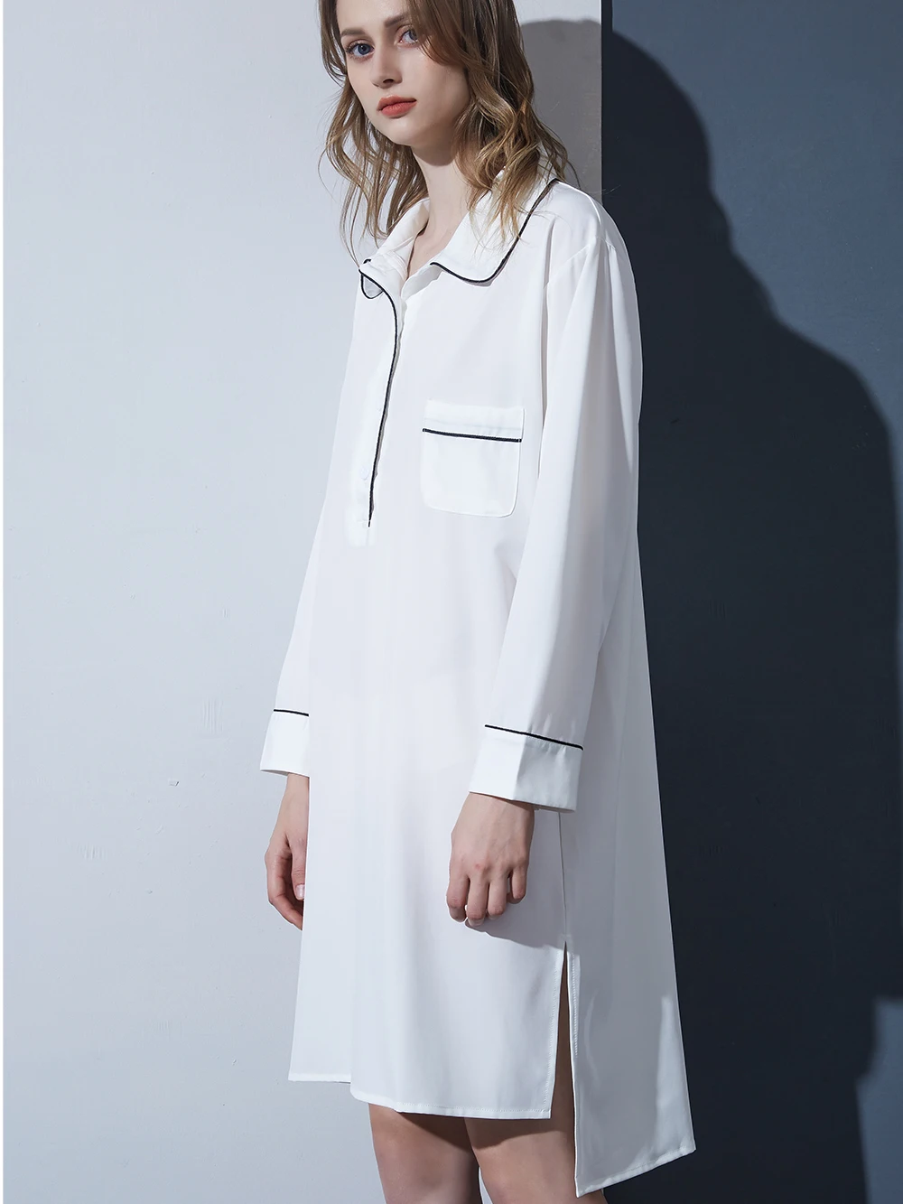 Women's Sleepwear Dress Pyjamas Night Shirt Home Lounge Wear Clothes Nightgown Sexy Robe Sleep Robes Dressing White Boyfriend