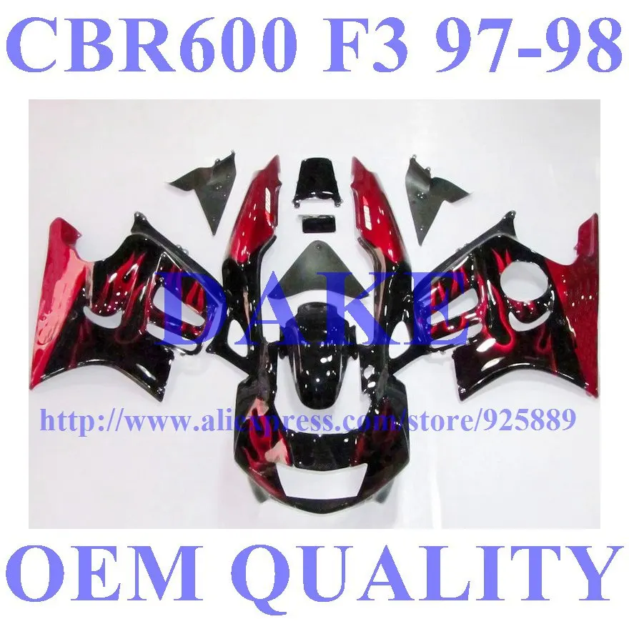 

Tank + Fairing For HONDA CBR600F3 97 98 CBR600 F3 1997 1998 CBR 600F3 97 98 1997 1998 Red Flame J3253 -tim