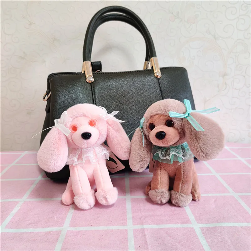 

fashione New cute Poodle lifelike pretty keychain Boutique bag decorate pandent stuffed soft couple birthday christmase gift