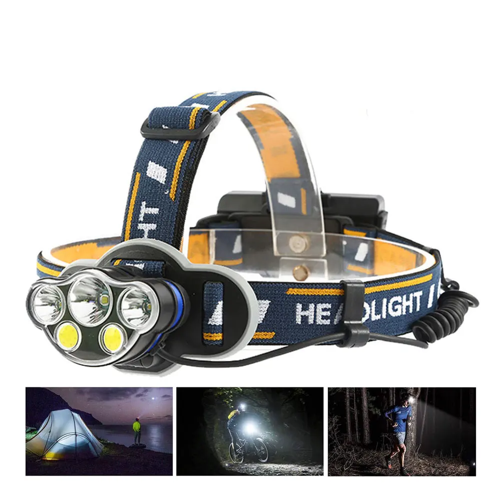 

Super bright LED Headlamp With 8*LED Bulbs 5000 lumen Waterproof Outdoor LED Headlight Lightweight materials Comfortable to wear