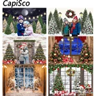 Зимний Рождественский фон для фотосъемки с изображением леса игрушек подарков окна снега фон для фотосъемки детей реквизит для фотостудии