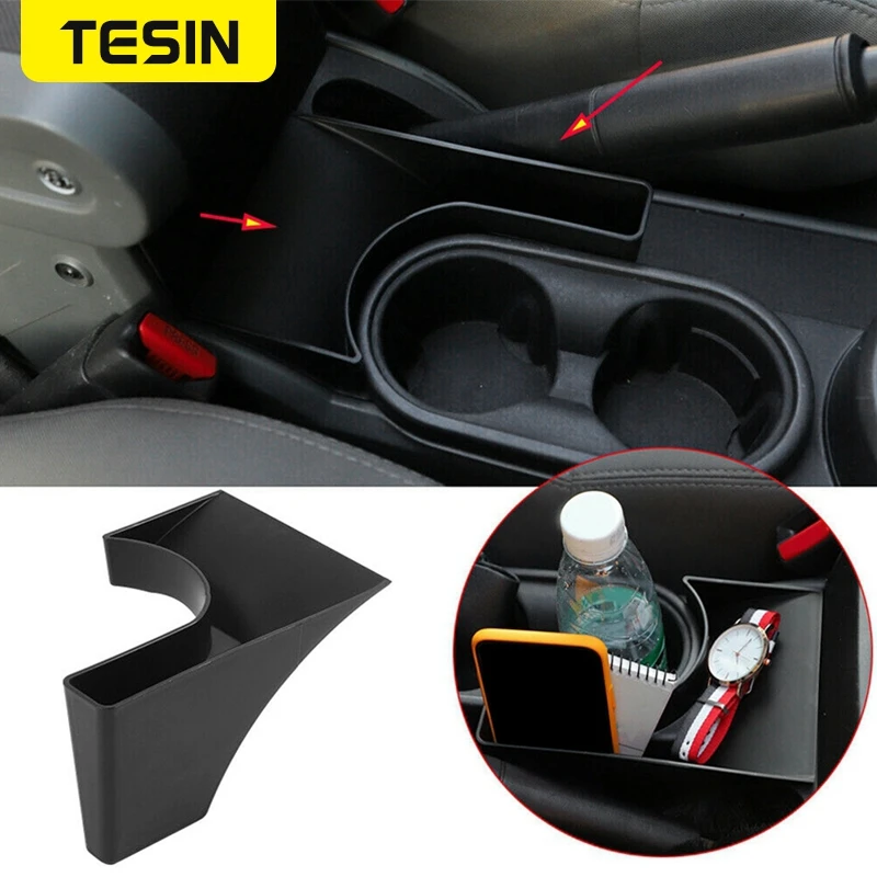 

TESIN Car Center Control Handbrake Storage Box Organizer Tray for Jeep Wrangler JK 2007-2010 Black ABS Car Interior Accessories