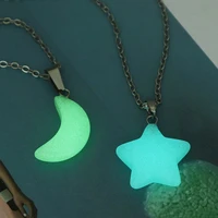 european and american fashion hot selling luminous pendant necklace moon star pendant luminous resin female necklace for women
