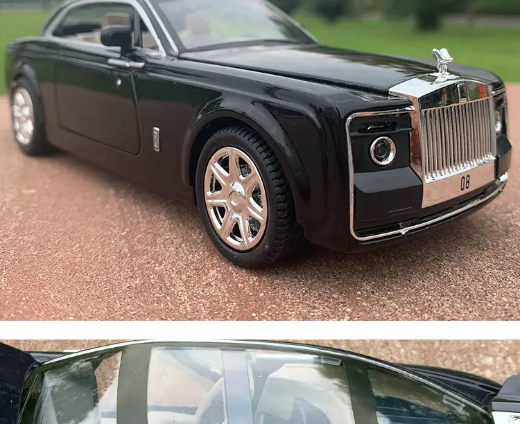 1:24 Rolls Royce Phantom металлические игрушечные колеса, имитационный звуковой светильник, вытяжной задний светильник, коллекция детских подарков, литая под давлением модель автомобиля