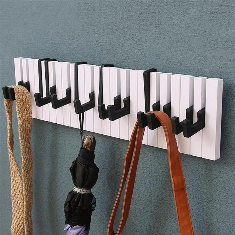 

Wooden Piano Style Wall Hanging Decoration Rack Magnetic Hanger Key Ring Storage Hook Bedroom Coat Hook