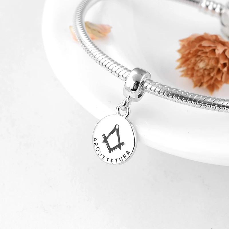 Real 925 Sterling Silver Architecture fine Pendants Beads Fit Original European Charm DIY Bracelet Jewelry making arquitetura | Украшения и