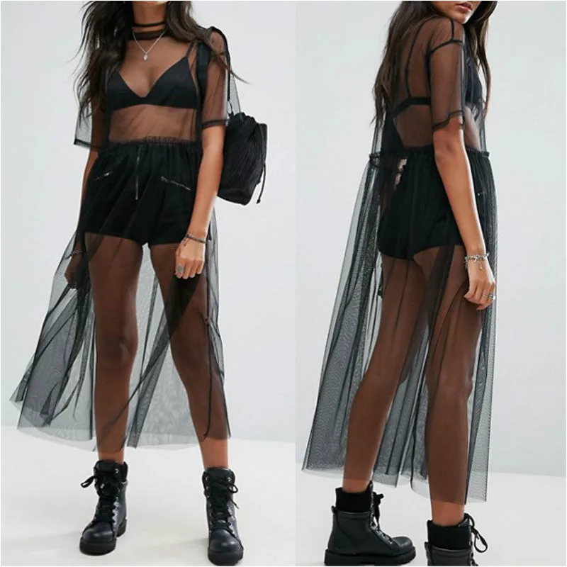 Женское прозрачное вечернее Сетчатое платье в стиле панк уличное Vestido|Женские