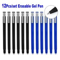 12pcs set erasable gel pen with cap 0 5mm bullet tip blue black color ink refill rod office school writing stationery handle