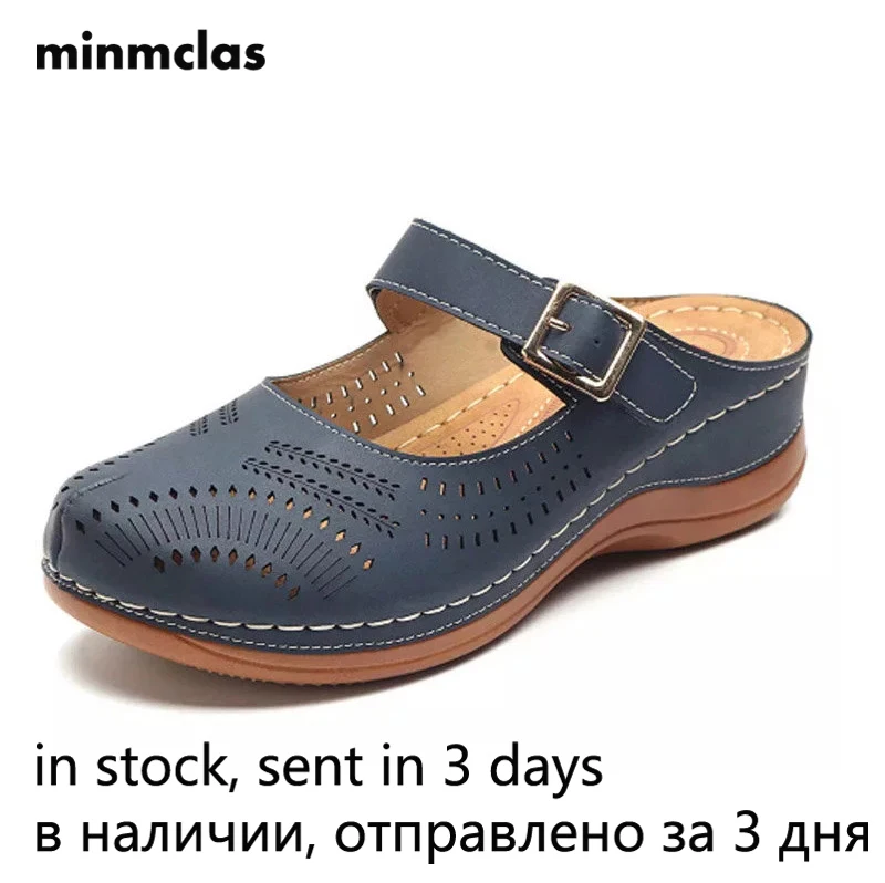 Женские сандалии с пряжкой на щиколотке MINMCLAS легкие Нескользящие тапочки ручной