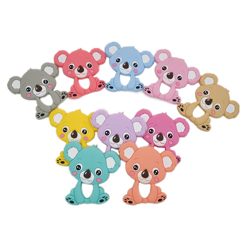 Chenkai 50PCS Silicone Koala Teether Beads Chewable Baby Pacifier For Infant Teething Nursing Pendant Chain Accessories BPA Free