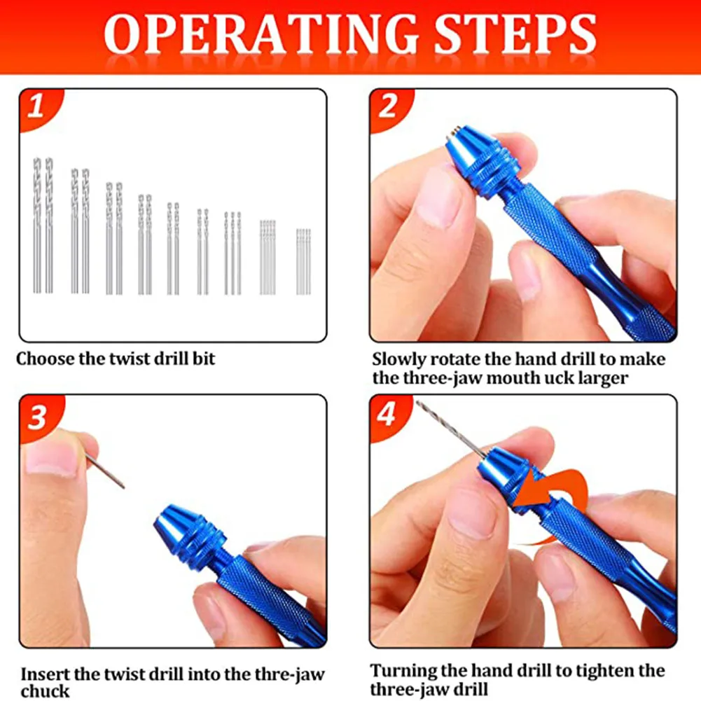 

PCB Pin Vise Drill Portable Spiral Drill Bit Work Craft DIY Eye Pins Manual