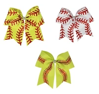 new 3pcs 8 hair bow big softball team baseball cheer bows glitter stitches with hair holders for cheerleading girls