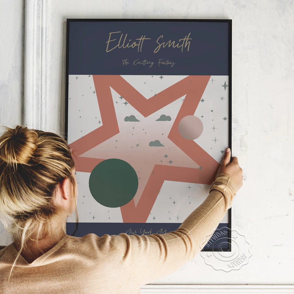 

Elliott Smith Gig Poster, American Singer-Songwriter Musician Fans Collect Art Prints, Colored Drawing Abstract Art Wall Decor