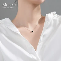 modian 100 real 925 sterling silver fashion simple black enamel necklace rose gold color cute pendant chain for women jewelry