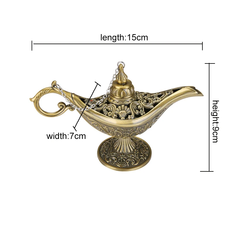 Middle East Aladin Lamp Figurine Magic Lamp Teapot Arab Home Decoration Accessories Gold Plated Enamel Metal Lamp Ornament