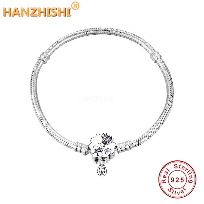 

Браслет-змейка женский из серебра 925 пробы, с цветочной застежкой