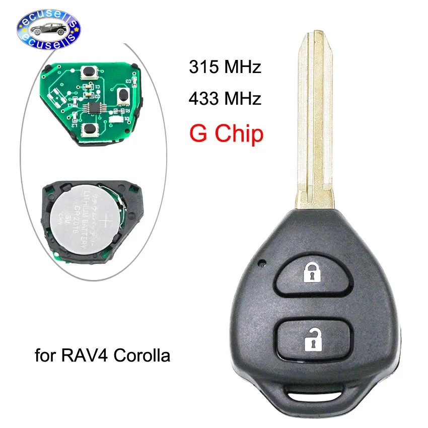 2 кнопки бесключевого входа Fob дистанционный ключ для Toyota Corolla RAV4 2006 2010 315/433 МГц с G