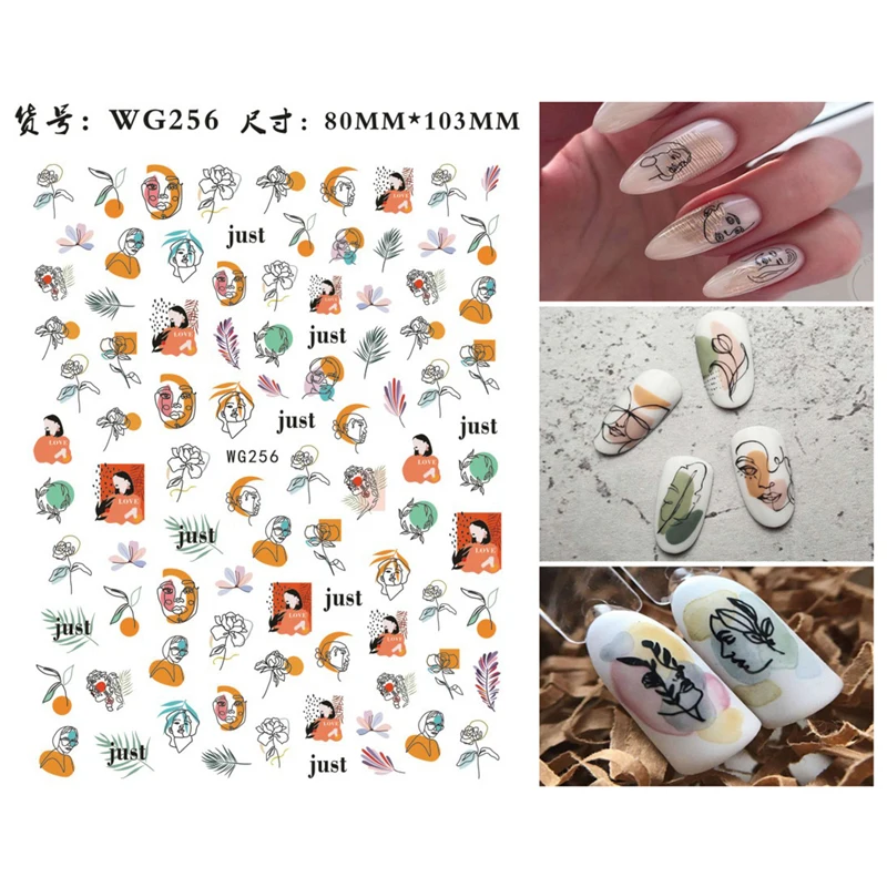 1 шт. абстрактные женские наклейки для ногтей 3d дизайна с тропическими листьями