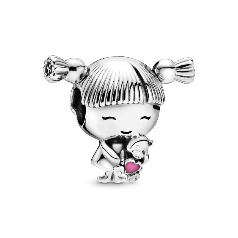

100% 925 Sterling Silver Little Girl Charm Beads fit for Pandora Girls Bracelet Bangle DIY Original Silver 925 Jewelry Making