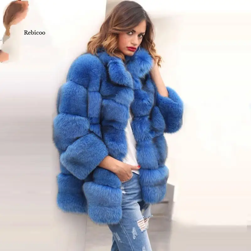Женское пальто из искусственного меха осенне-зимние пушистые теплые плюшевые