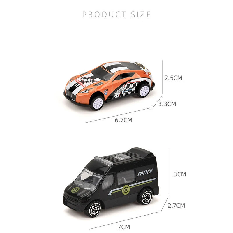 

6Pcs/set Mini Toy Car Model Diecast Pull Back Racing Car Simulation Bus Truck Vehicle Cute Plastic Toys for Boys Children Gifts