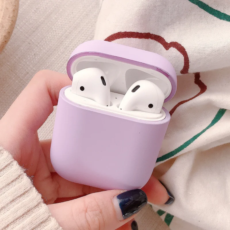 Light purple Жесткий чехол для наушников для Apple Airpods 1/2 противоударный чехол для Apple гарнитура для Airpods чехол s Матовый розовый защитный чехол для пары - Цвет: Light purple