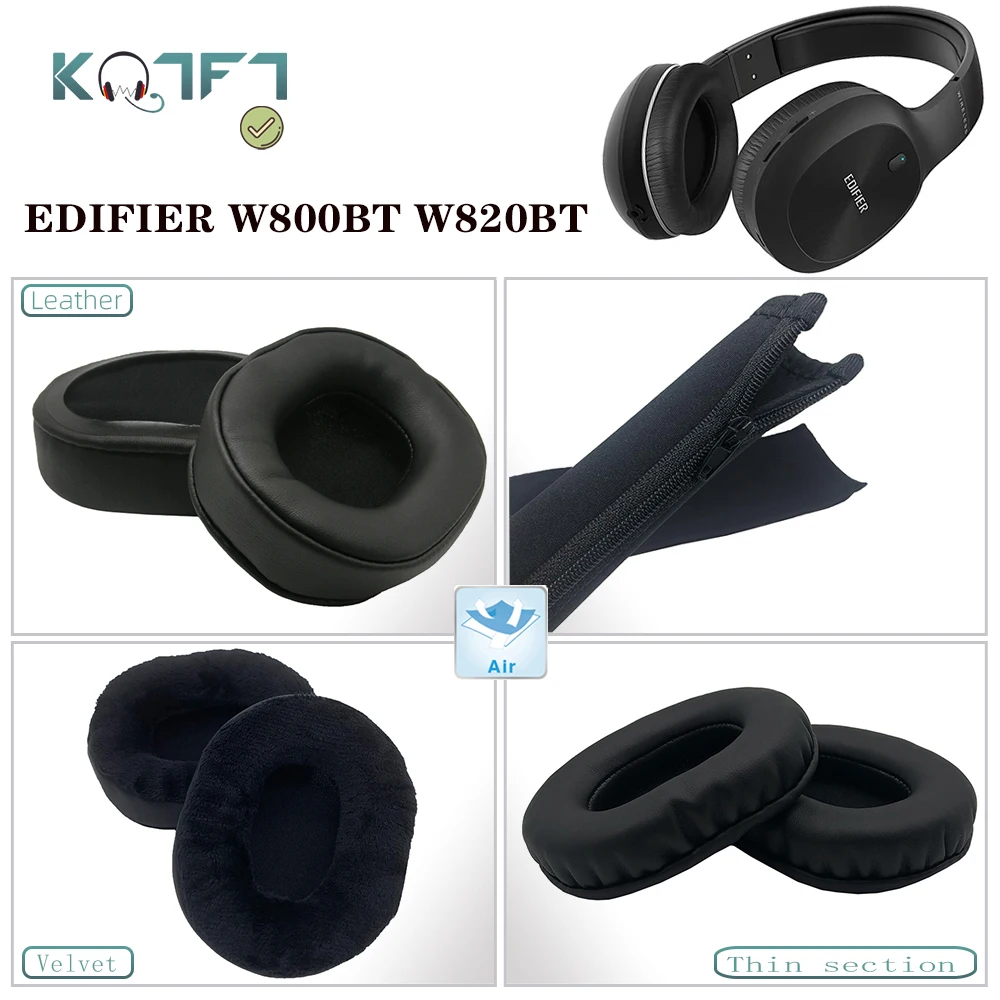 

KQTFT 1 Pair of Velvet leather Replacement Ear Pads for EDIFIER W800BT W820BT Headset Earmuff Cover Cushion Cups Head beam cover