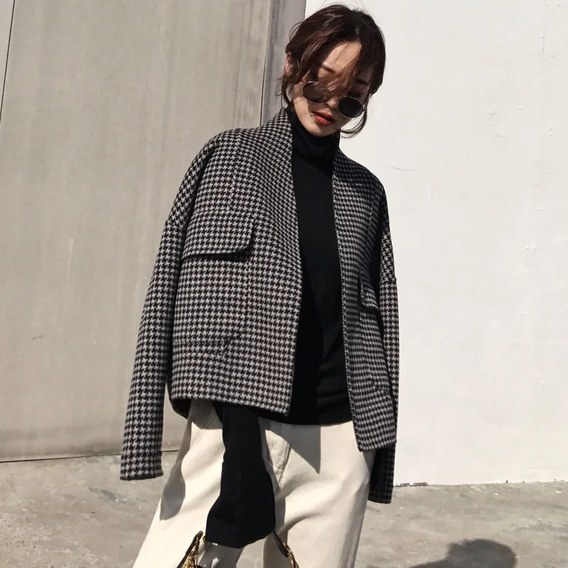 Manteau femme, Женское шерстяное клетчатое пальто с карманами, шерстяное пальто, куртка для женщин, женская утепленная верхняя одежда, куртка, пальто, chaquetas mujer