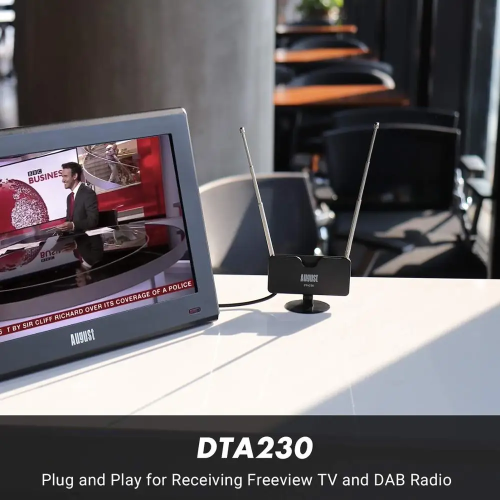 Портативная Цифровая антенна August DTA230 Freeview TV для USB ТВ-тюнера/DVB-T TV/DAB радио с