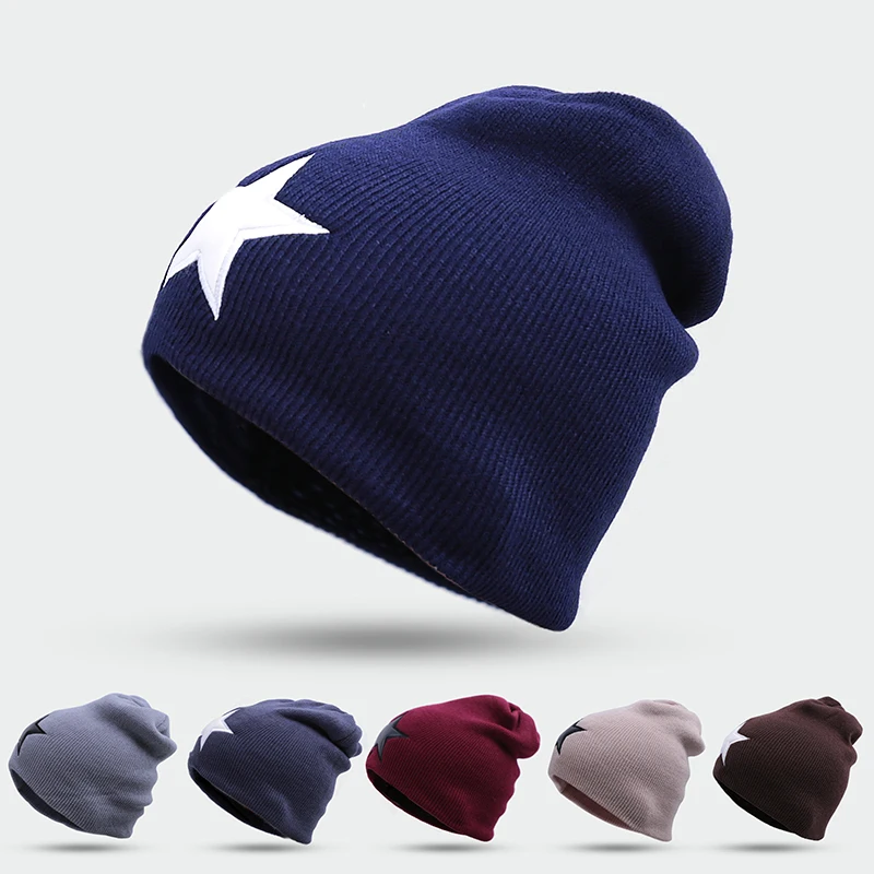 REAKIDS Skullies Beanies Kids Hat Winter Star Cotton Girls Boys Hats Warm Baby For Children | Детская одежда и обувь