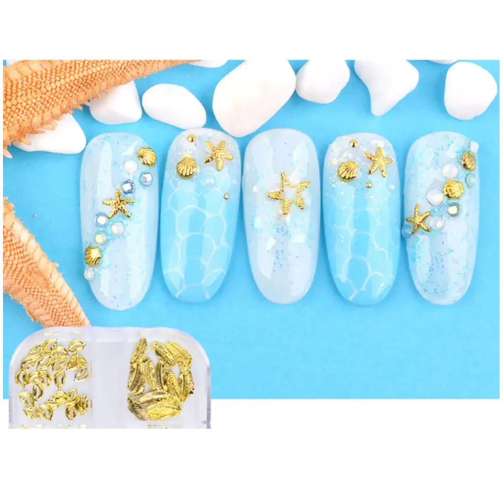 Горячие полые металлические Смешанные Звезды Луна заклепки DIY Блестки для нейл