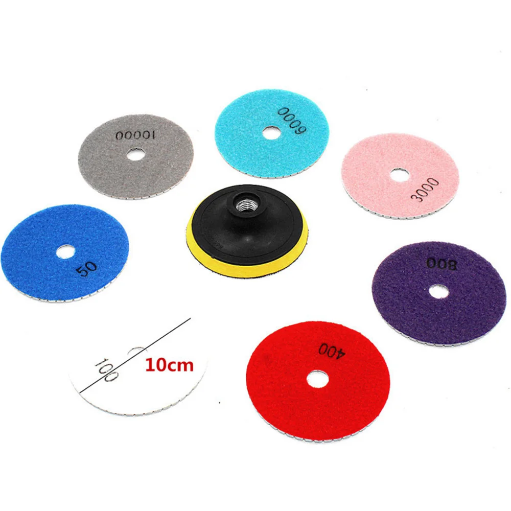 

16pcs Diamond Polishing Pads Set 4 Inch 100mm Wet/Dry Grinding Discs Kit for Granite Stone Concrete Marble Polishing Use