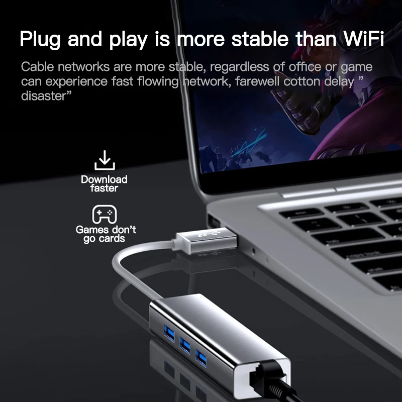 

USB 3.0 Type C Ethernet Adapter Network Converter USB/Type-C To RJ45 10/100Mbps Lan Internet Cable For Mac Windows7/8/10 LUX