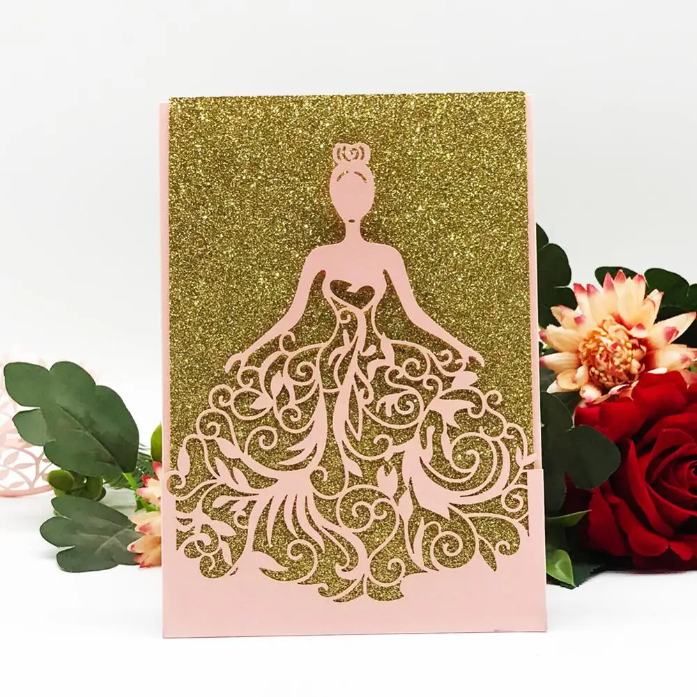 

50PCS/LOT Black Girl Wedding Invitation Card Dark girl Style Fancy Dress Theme Party Grand Events Supplies Invitation Card