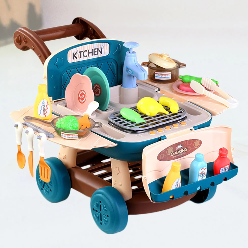

Shopping Cart Children's Barbecue Cart Girl Kitchen Supermarket Emulational (Blue)