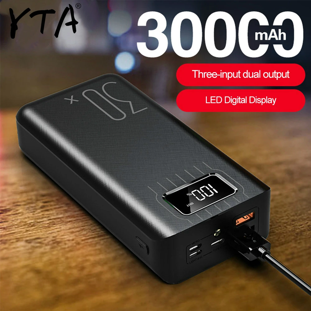 30000 мАч Внешний аккумулятор светодиодный цифровой дисплей двойной USB быстрая зарядка внешний аккумулятор для samsung iPhone внешний аккумулятор светодиодный светильник