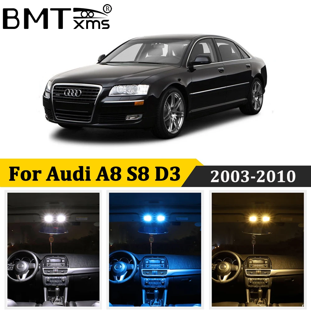 BMTxms 22Pcs Car LED Interior Light Kit For Audi A8 S8 D3 4E Quattro Saloon 2003-2010 License Plate Lamp Auto accessories | Автомобили и