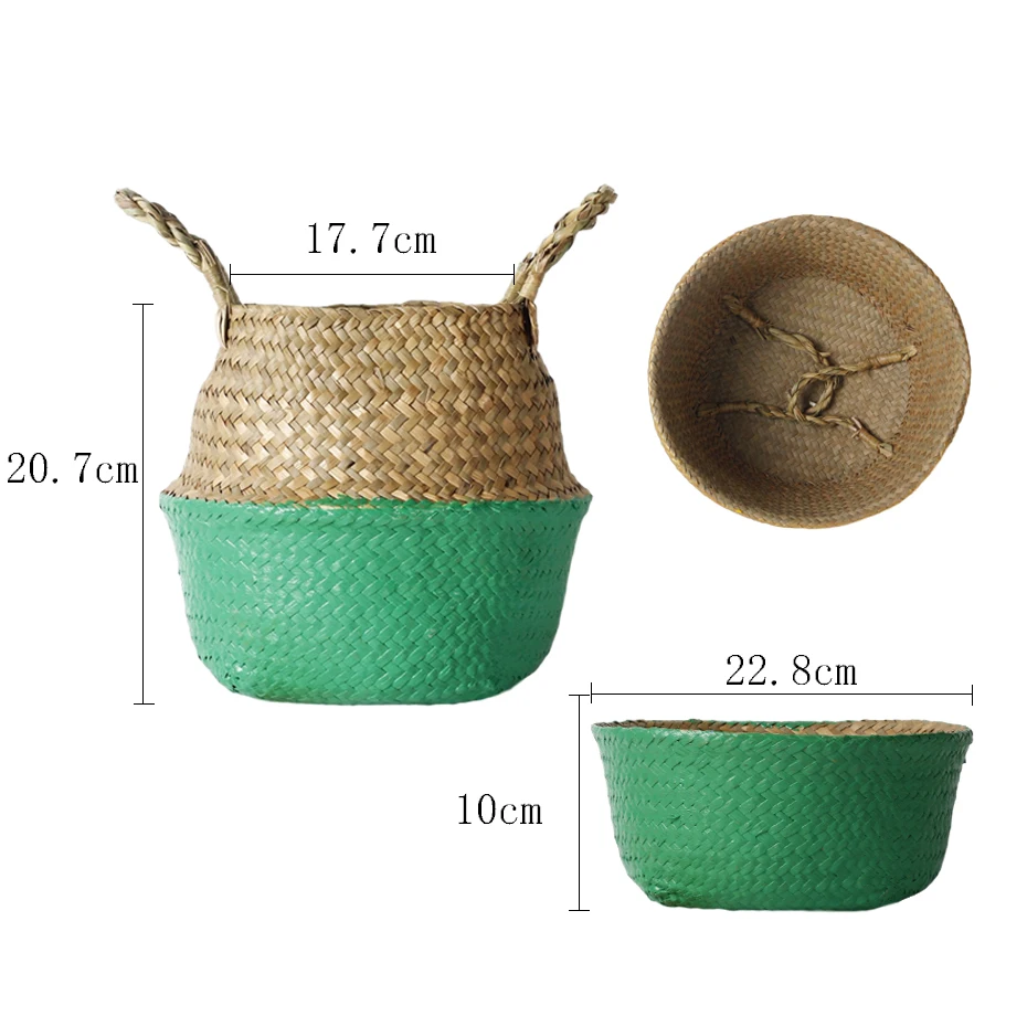 3 стиля водорослей ваза цветочный горшок корзина соломы ротанга завод хранения