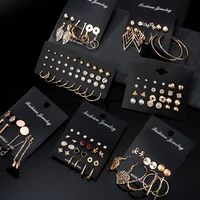 12 pairsset womens earrings pearl earrings for women bohemian fashion jewelry 2020 geometric crystal heart stud earrings new