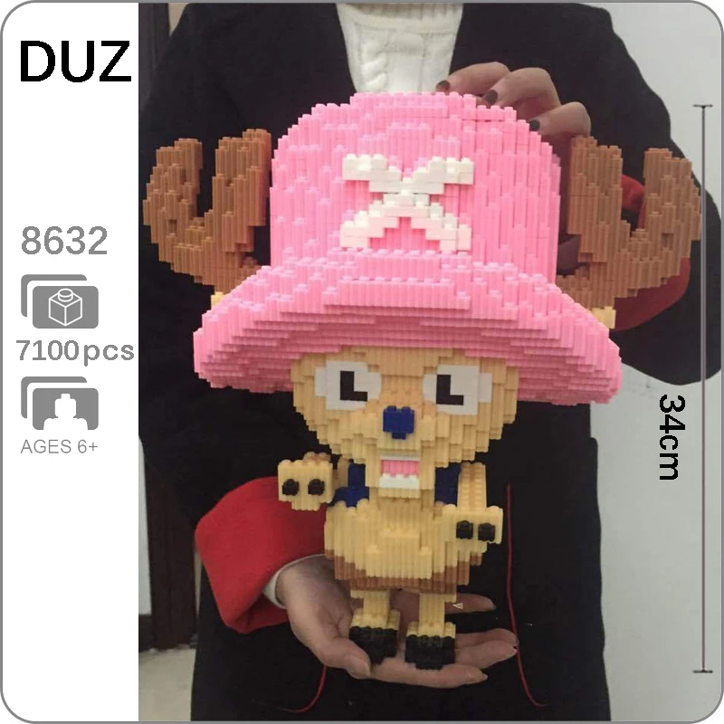 DUZ 8632 Аниме one piece Тони Чоппер олень пират 3D модель DIY Мини строительные блоки кирпичи игрушки для детей 34 см высотой без коробки