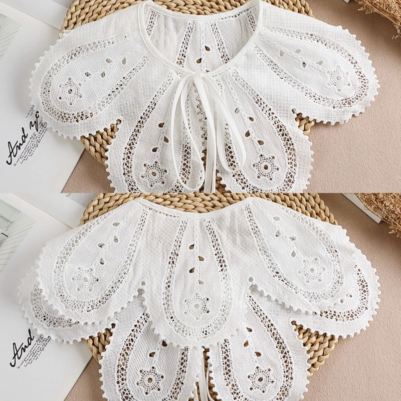 

Women Girls Lace Collar Casual Romantic Hollow Embroidery Kawaii False Collar K3NF
