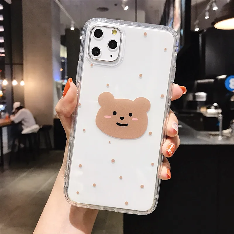 Korean Cartoon Naughty Bear Transparent Airbag Phone Case For iPhone 11 Pro X XS Max XR 8 7 6 6s Plus Soft TPU Clear Cover |
