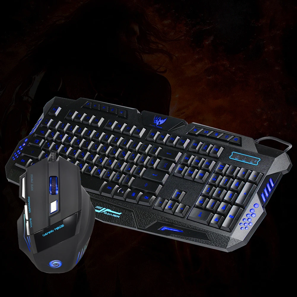 USB Проводная клавиатура и мышь комбинированный RGB светодиодный с подсветкой для геймеров ПК ноутбук Настольный компьютер клавиатура мышь набор Быстрая