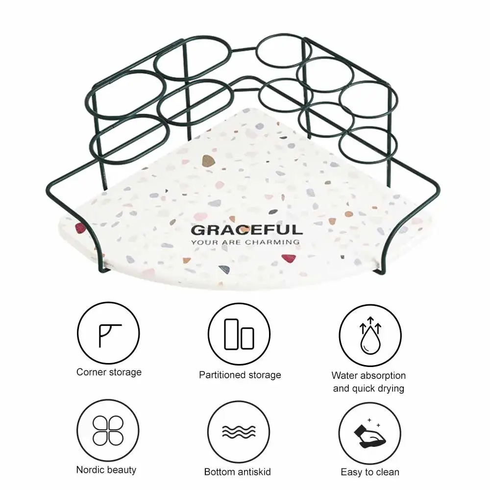 

Diatomite Toothbrush Holder Diatom Mud Water Absorbent Rustproof for Bathroom Corner Toothpaste Storage Organizer Stand