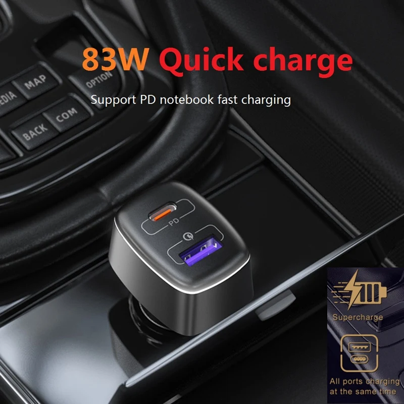 Автомобильное зарядное устройство с двумя USB-портами и QC 3 0 83 Вт |