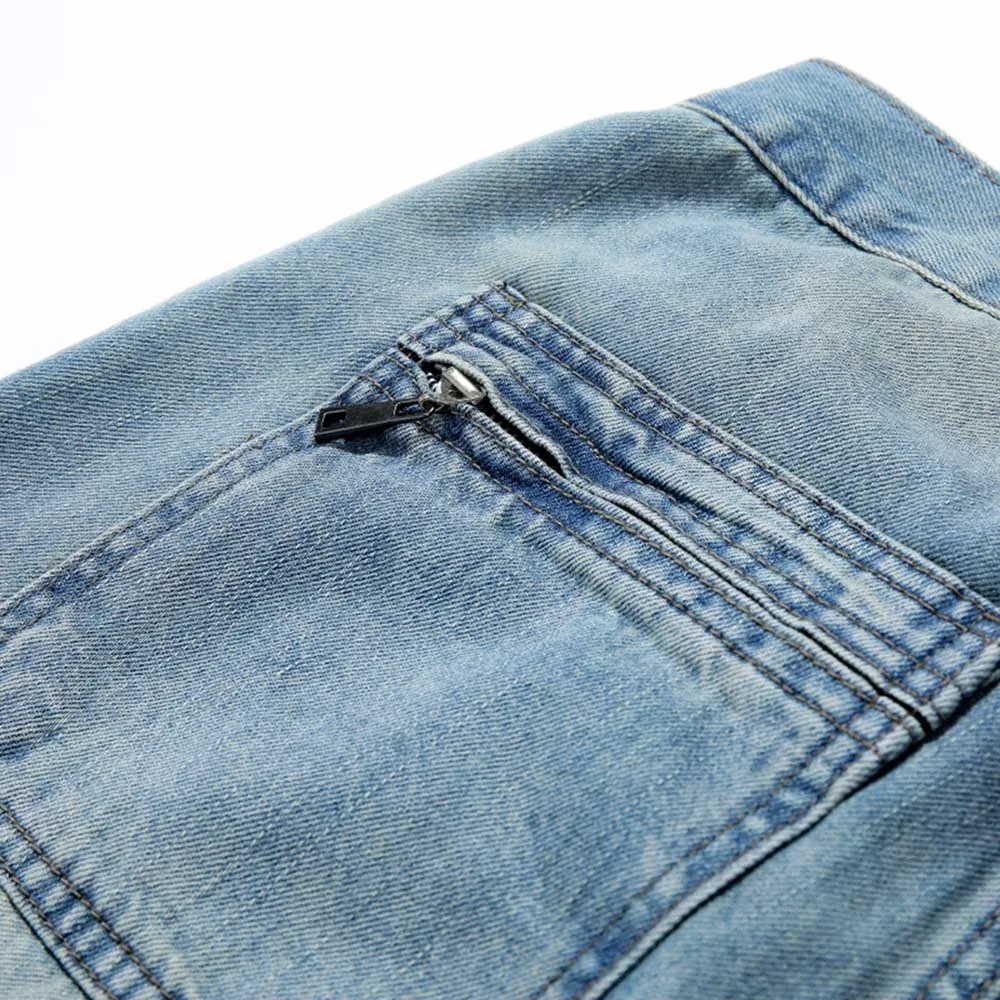 Trendy Cargo Jeans Men Casual Pockets Denim Pants Straight Loose Baggy Trousers Hiphop Harem Jeans Streetwear Male Clothing